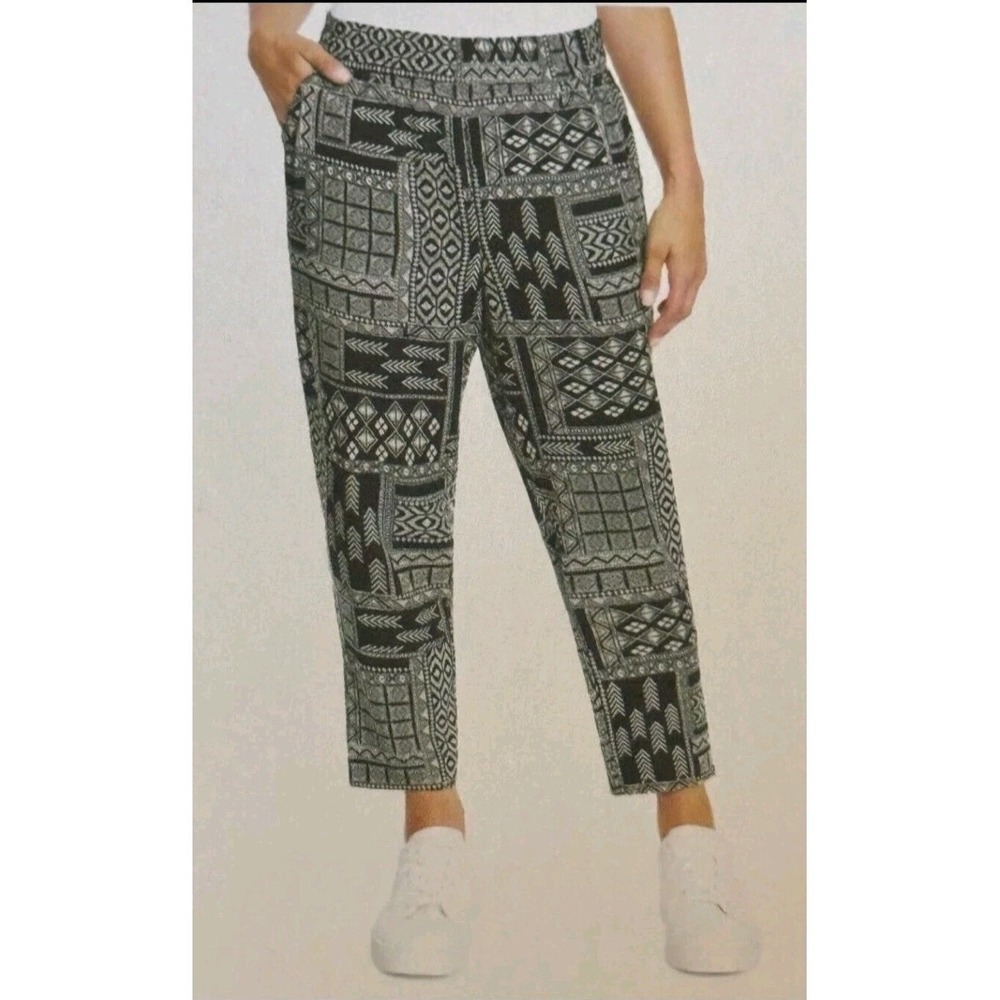 Jessica Simpson Linen Pants Womens Comfort Pull On Ankle Viscose Black Medium